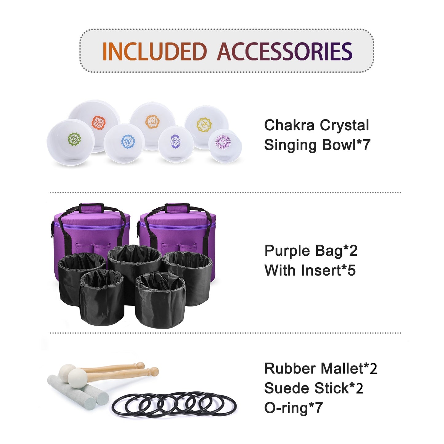Frosted Crystal Singing Bowls Chakra healing tones