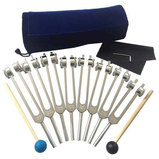 7 Chakras+1 Soul Purpose Healing Weighted Tuning Forks Aluminum Alloy 126.22-141.27 Hz Etc