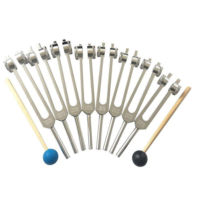 7 Chakras+1 Soul Purpose Healing Weighted Tuning Forks Aluminum Alloy 126.22-141.27 Hz Etc